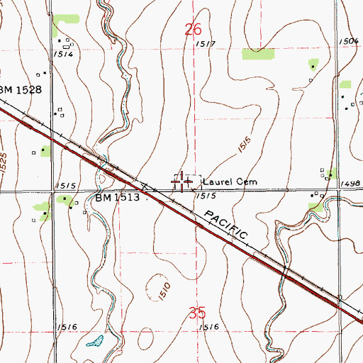 Topographic Map of Laurel Cemetery, KS