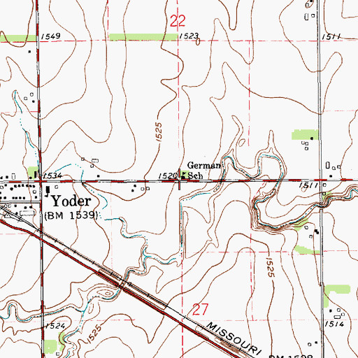 Topographic Map of German School, KS