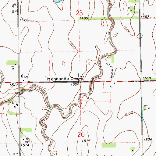 Topographic Map of Mennonite Cemetery, KS
