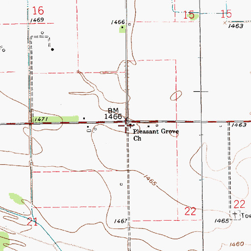 Topographic Map of Pleasant Grove United Methodist Church, KS