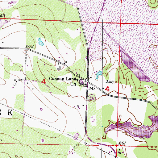 Topographic Map of Canaan Land Church, AR