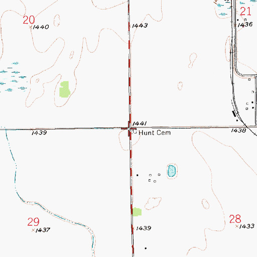 Topographic Map of Hunt Cemetery, KS