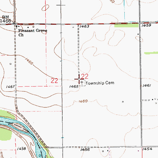 Topographic Map of Valley Township Cemetery, KS