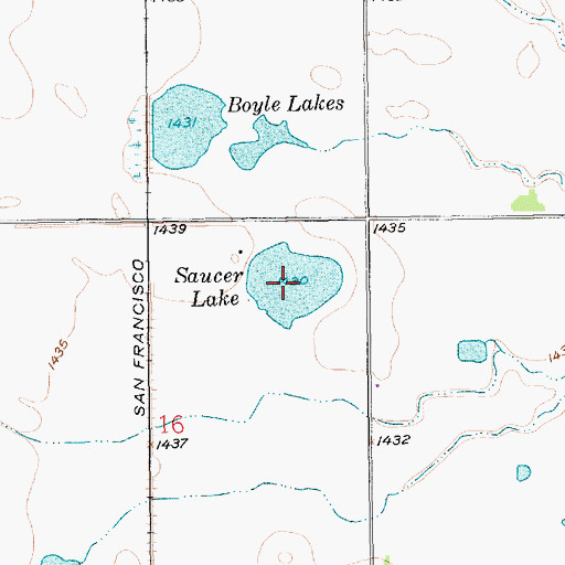 Topographic Map of Saucer Lake, KS