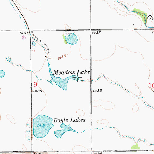 Topographic Map of Meadow Lake, KS