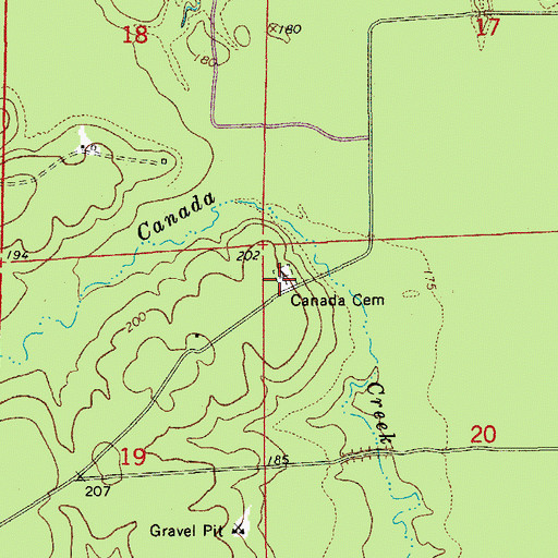 Topographic Map of Canada Cemetery, AR