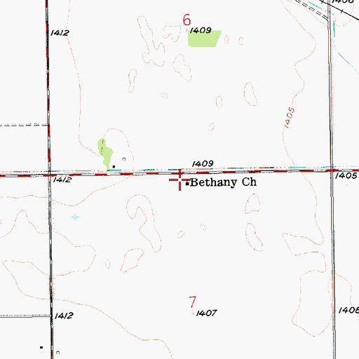 Topographic Map of Bethany Baptist Church, KS