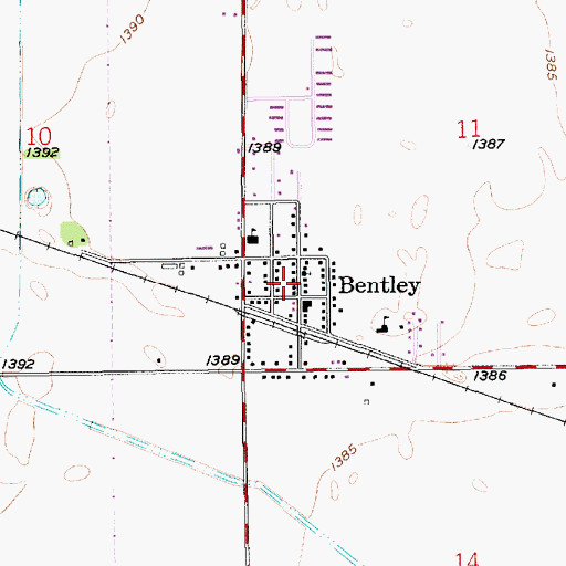 Topographic Map of Bentley, KS