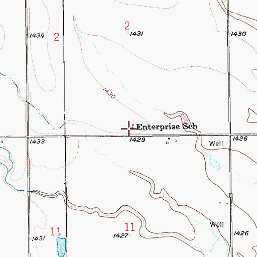 Topographic Map of Enterprise School (historical), KS