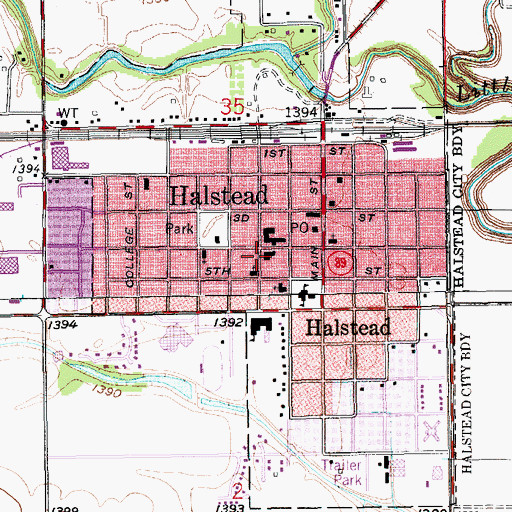Topographic Map of Halstead, KS