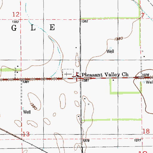 Topographic Map of Pleasant Valley Church, KS