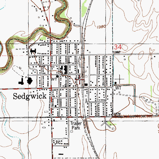 Topographic Map of Sedgwick, KS