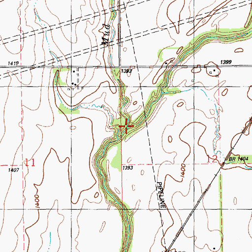 Topographic Map of Mud Creek, KS