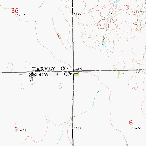 Topographic Map of Pleasant View Church, KS