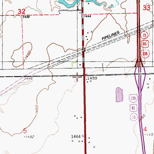 Topographic Map of Dewey School (historical), KS