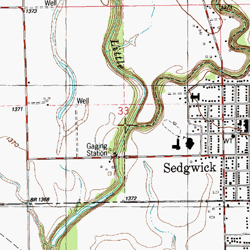 Topographic Map of Sand Creek, KS