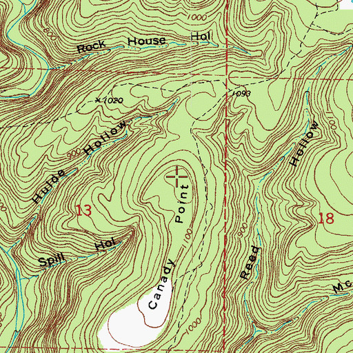 Topographic Map of Canady Point, AR