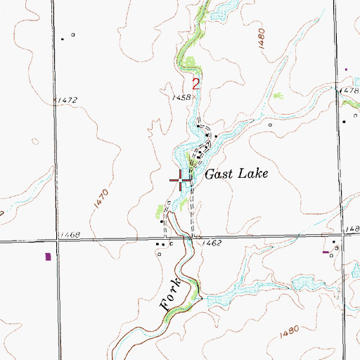 Topographic Map of Gast Lake, KS