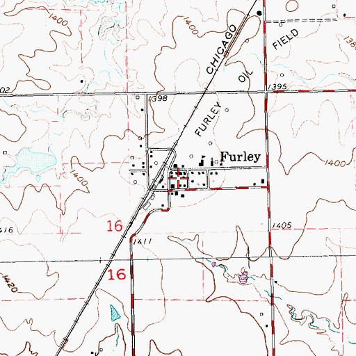 Topographic Map of Furley, KS