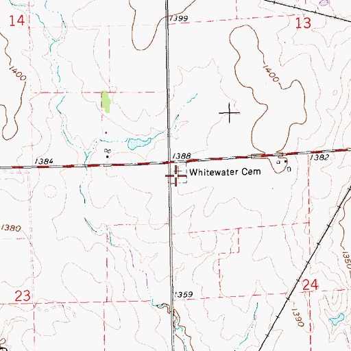Topographic Map of Whitewater Cemetery, KS