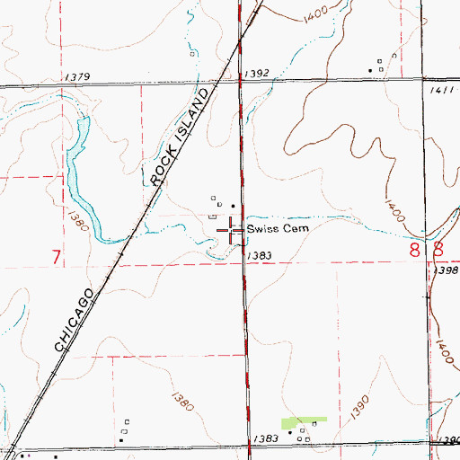 Topographic Map of Swiss Cemetery, KS