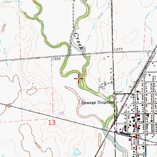 Topographic Map of East Branch Whitewater Creek, KS