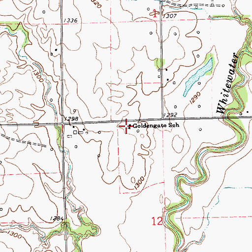 Topographic Map of Goldengate School (historical), KS