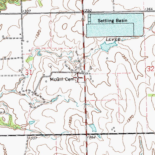 Topographic Map of McGill Cemetery, KS