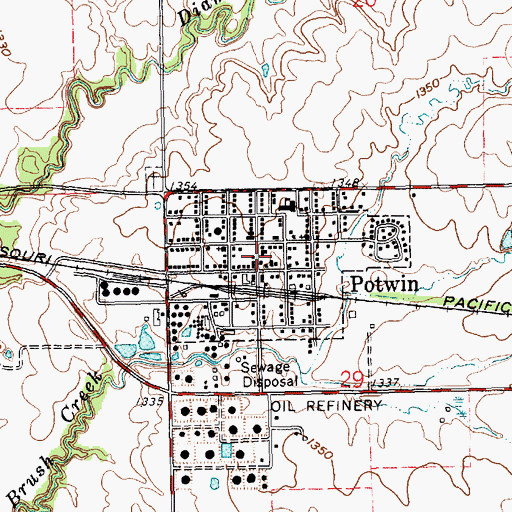 Topographic Map of Potwin, KS