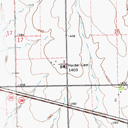 Topographic Map of Harder Cemetery, KS