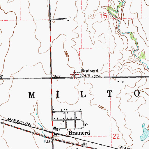 Topographic Map of Brainerd Cemetery, KS