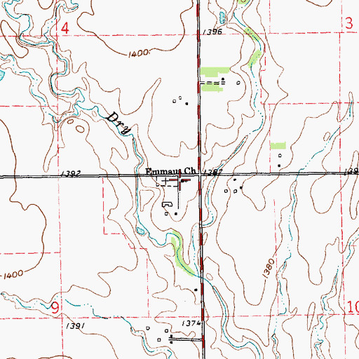 Topographic Map of Emmaus Mennonite Church, KS