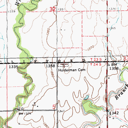 Topographic Map of Holderman Cemetery, KS