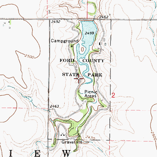 Topographic Map of Ford County State Park, KS