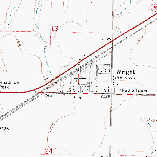 Topographic Map of Wright, KS
