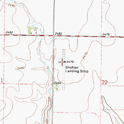 Topographic Map of Shehan Airpark (historical), KS