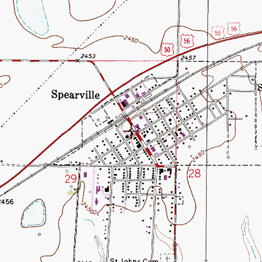 Topographic Map of Spearville, KS