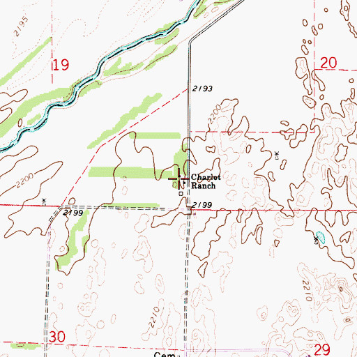 Topographic Map of Charlet Ranch, KS