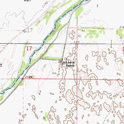 Topographic Map of Lewis Ranch, KS