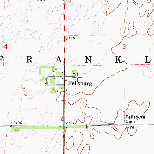 Topographic Map of Fellsburg, KS
