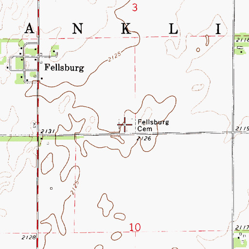 Topographic Map of Fellsburg Cemetery, KS