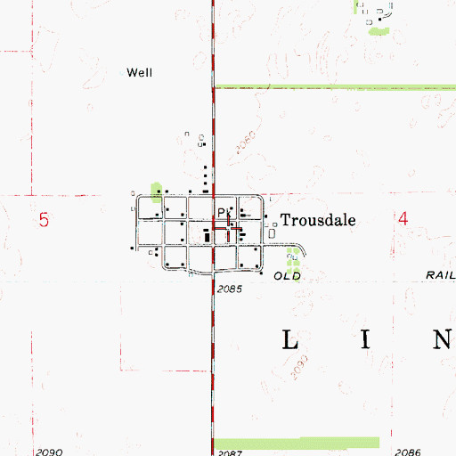 Topographic Map of Trousdale, KS