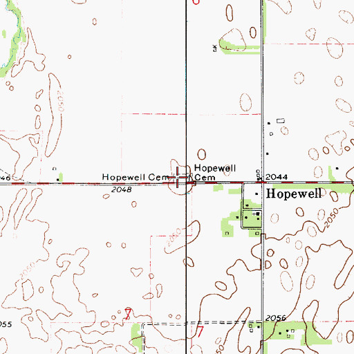 Topographic Map of Hopewell Cemetery, KS
