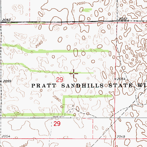Topographic Map of Pratt Sandhills State Wildlife Management Area, KS