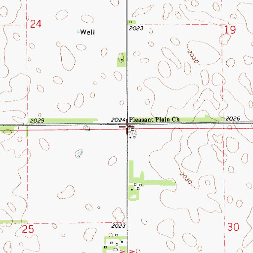 Topographic Map of Pleasant Plain Church, KS
