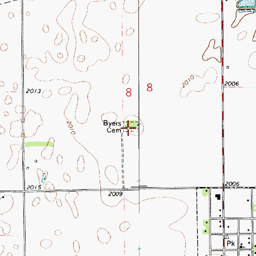 Topographic Map of Byers Cemetery, KS