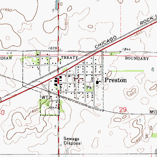 Topographic Map of Preston, KS