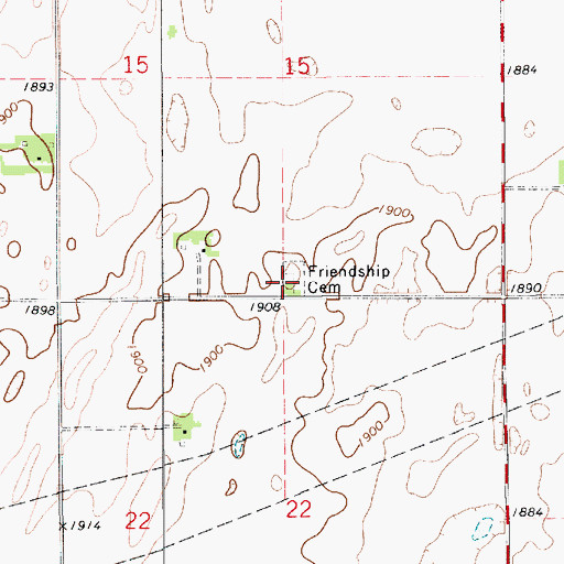 Topographic Map of Friendship Cemetery, KS