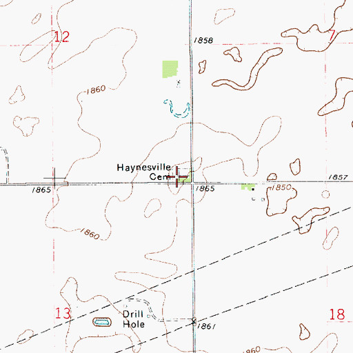 Topographic Map of Haynesville Cemetery, KS