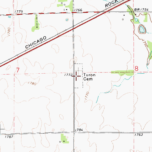 Topographic Map of Turin Cemetery, KS